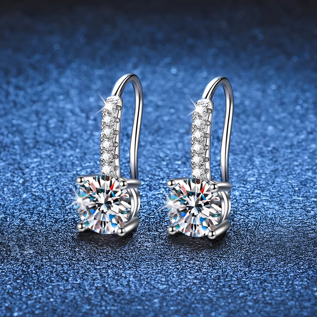 Moissanite S925 sterling silver U-shaped earrings with high carbon stone and moissanite for women