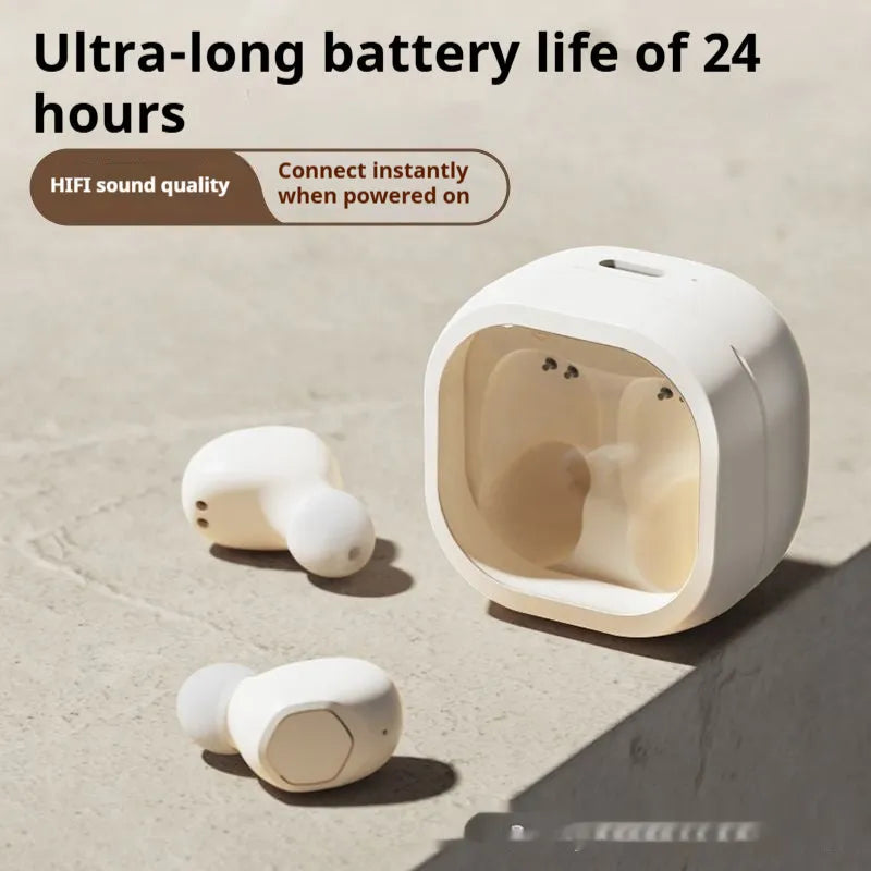 Wireless Bluetooth headset with noise reduction, in-ear plastic design, available in black