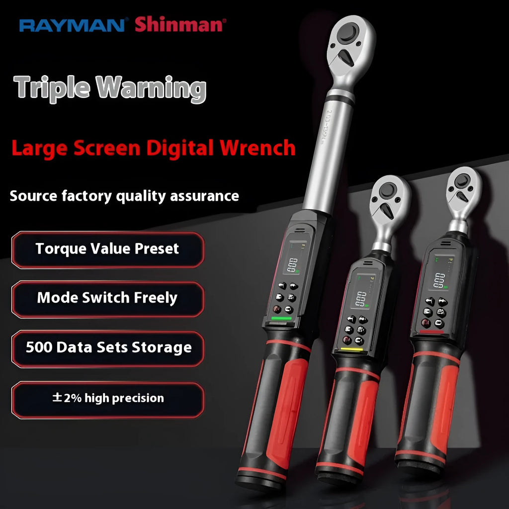 Electronic digital display torque wrench with LCD screen and chrome-vanadium steel construction