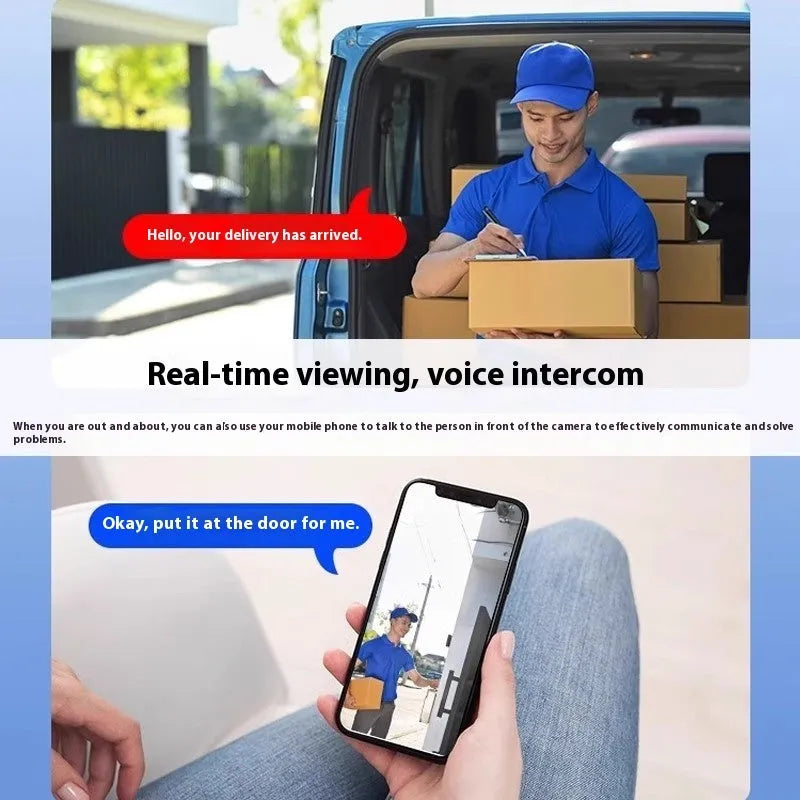 Wireless battery surveillance camera with mobile phone remote monitoring on white background