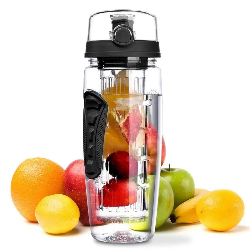 32oz Tritan fruit infuser water bottle with separate fruit cup and leakproof sport design