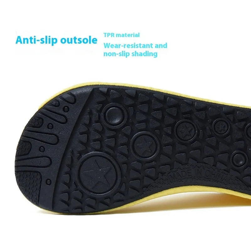 Adult unisex non-slip beach shoes in mesh fabric with elastic band and TPR sole.