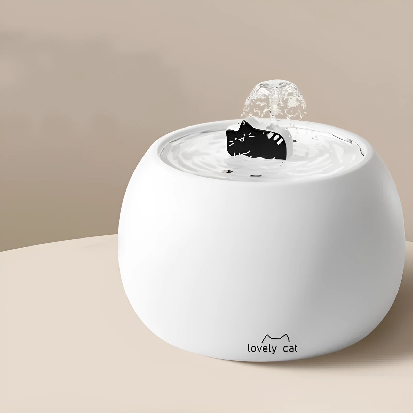 Cartoon kitty ceramic pet water fountain in white 1.5L size for cats