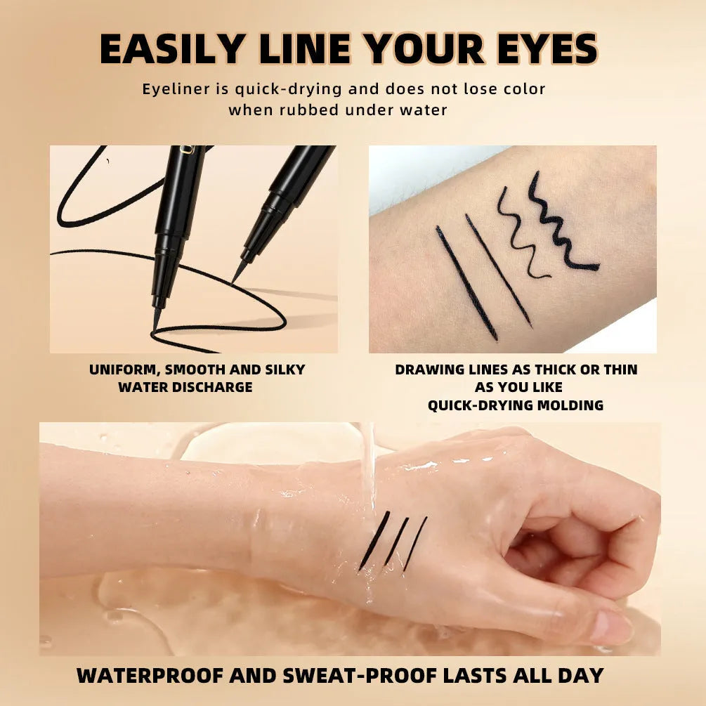 Black liquid eyeliner pen with a pointed tip for precise application.