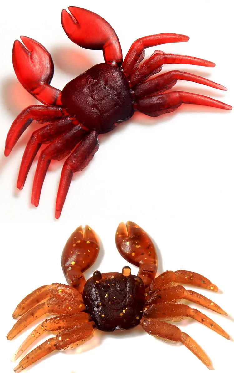 8cm PVC artificial crab fishing lure in red and brown colour options