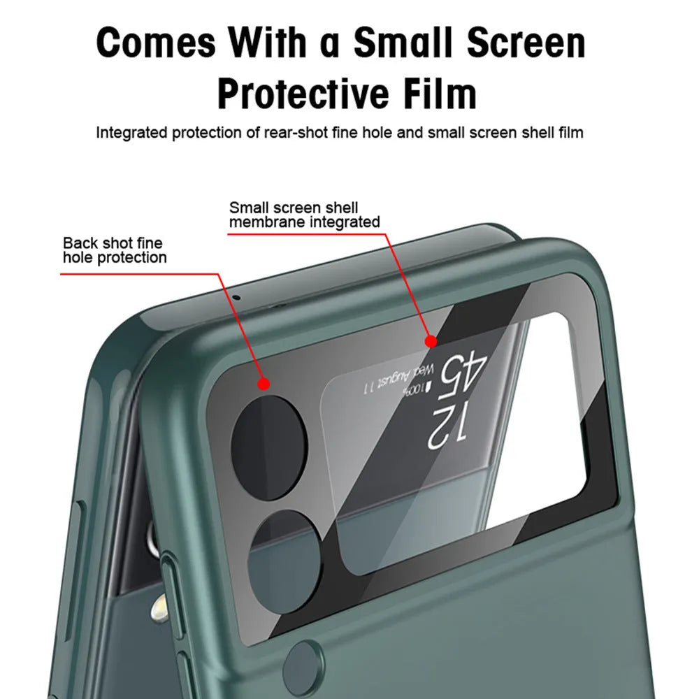 Samsung Galaxy Z Flip4 foldable case with built-in ring in Cool Black colour, PC material, injection molding