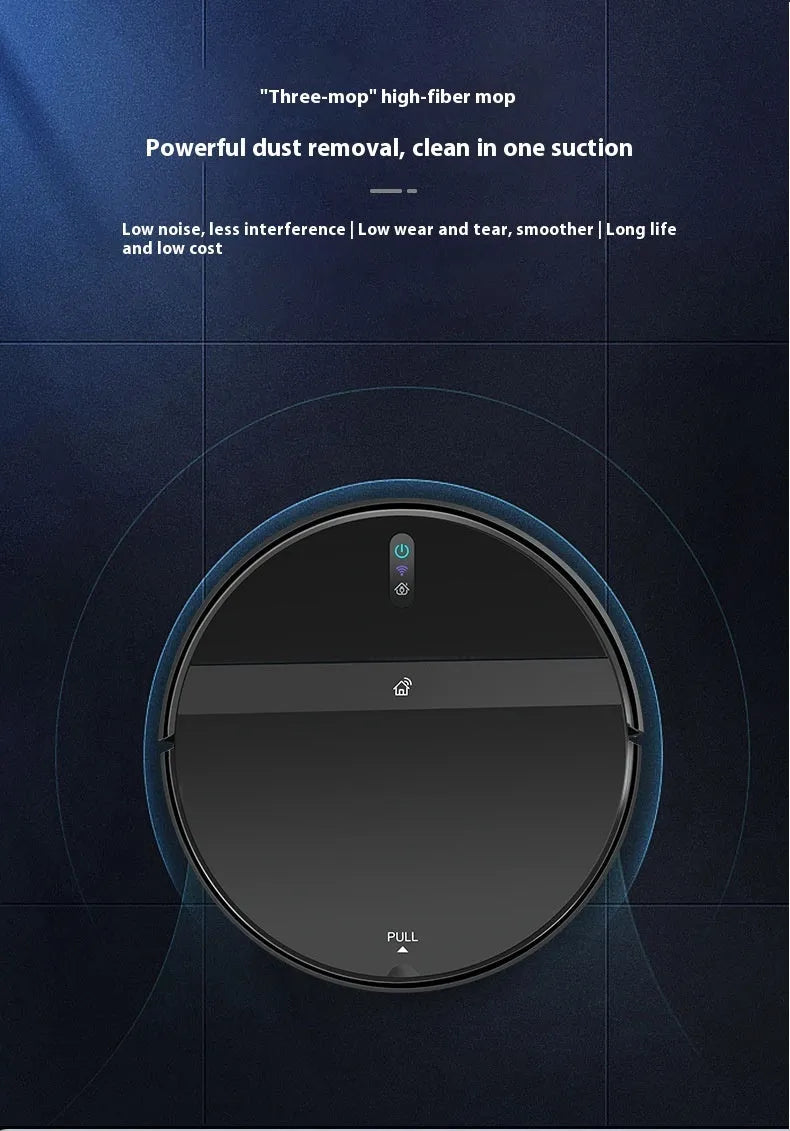 Automatic household sweeping robot in black with brushless motor and 600ml dustbin on hard floor