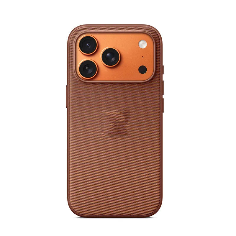 Black woven cloth pattern phone case with magnetic suction animation for iPhone 17 series