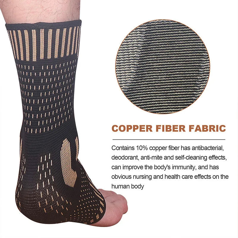 Copper ion ankle support in gold colour for adult sports protective gear, single unit