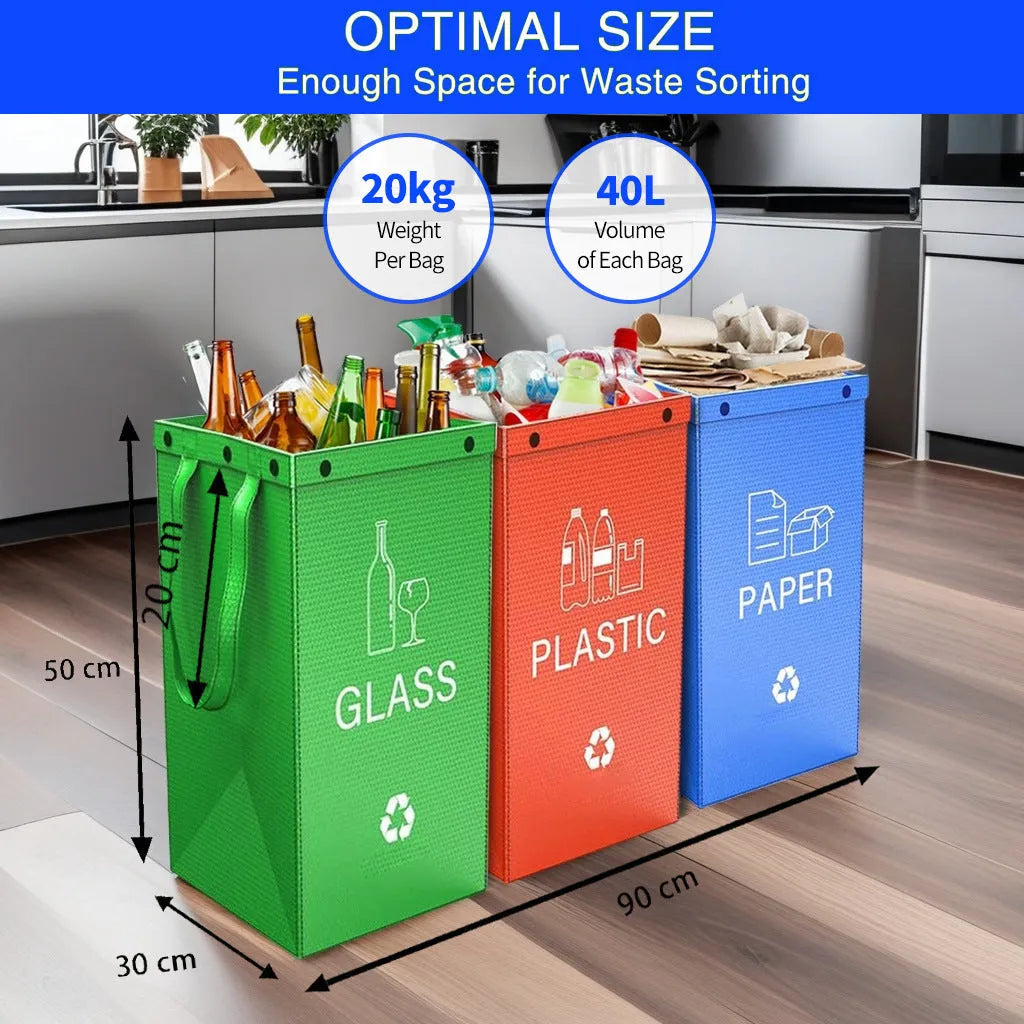 40-litre blue plastic bin bag holder for kitchen waste with visible dimensions