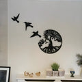 Black iron wall art hanging with wind chime in modern simple style, electroplated finish, hanging by iron strap