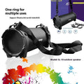 Black portable 8W Bluetooth speaker with card insertion and call function, supplied with suspender
