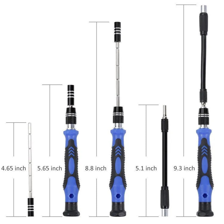 80-in-1 screwdriver set with chrome vanadium steel bits and magnetic handle in a black case