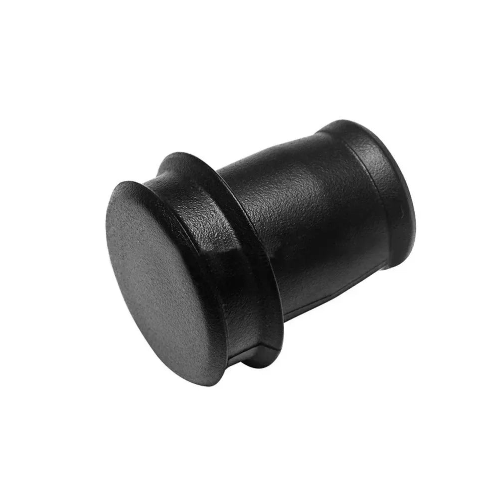 Black PVC car cigarette lighter dust plug with a long 33cm stem and 2cm diameter sealing end.
