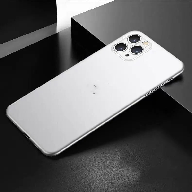 Ultra-thin frosted PP phone case for iPhone in black and white with solid colour back cover