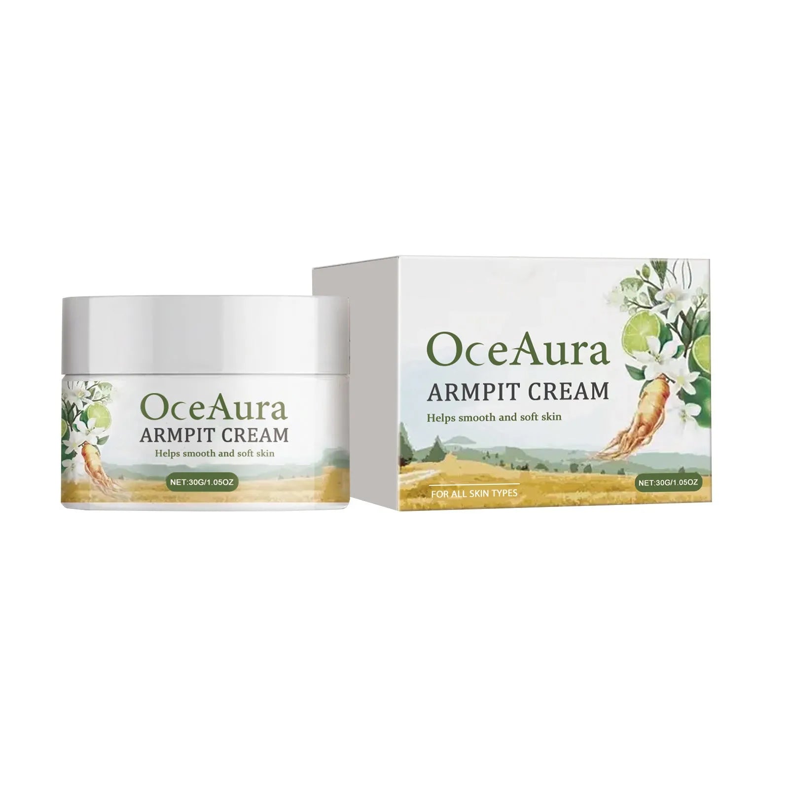 Moisturising and brightening care cream 30g for dull skin in body care kit packaging