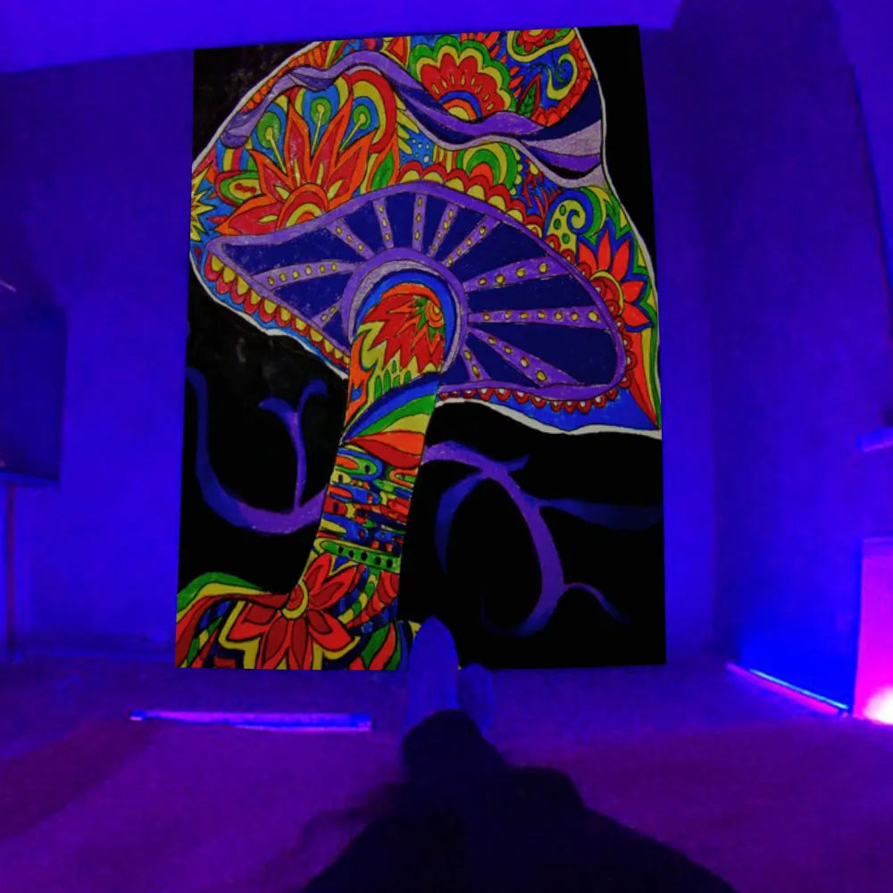 Fluorescent landscape tapestry in plush polyester, woven rectangular wall hanging, available up to 230x180cm