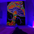 Fluorescent landscape tapestry in plush polyester, woven rectangular wall hanging, available up to 230x180cm