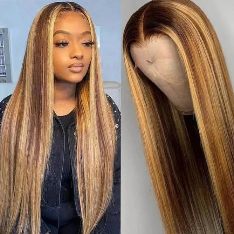Front lace wig with African black gradient colour and big wave styling in long curly synthetic hair
