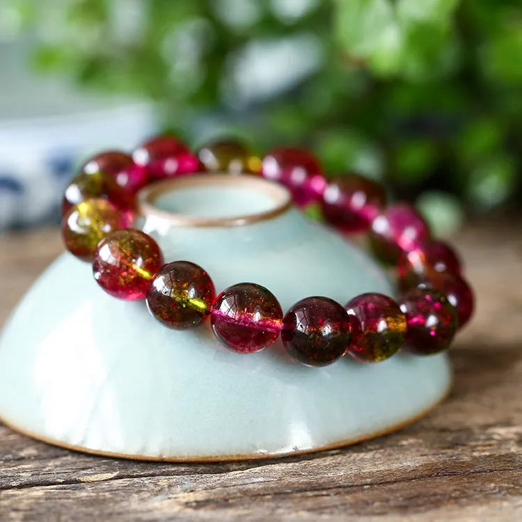 Women's personalised watermelon crystal bracelet in pastoral casual style showing size options