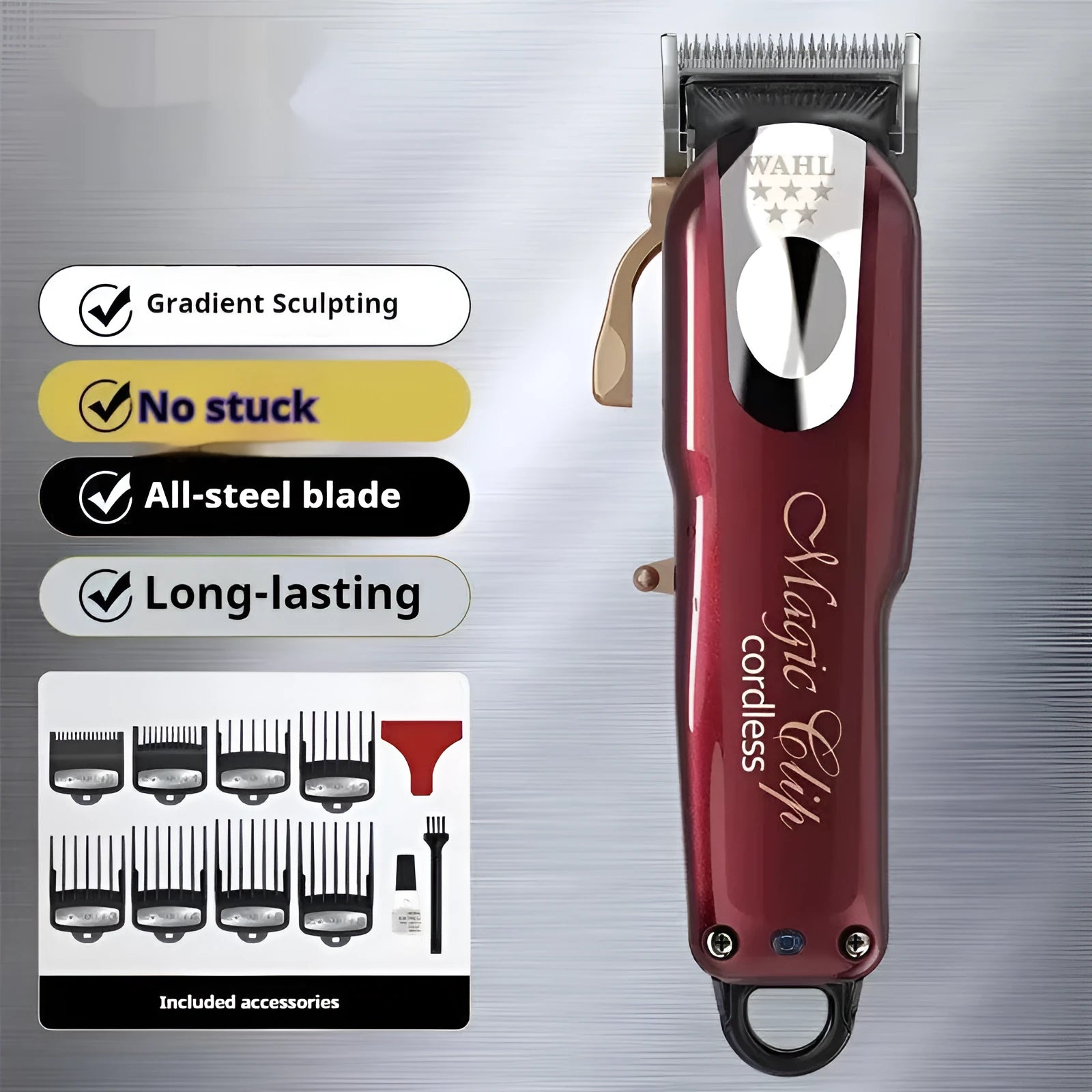 Charging hair clippers with stainless steel cutter head for adult and children's hair