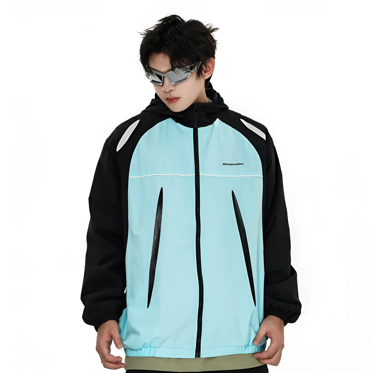 Men's sun-protective wind coat in blue with polyester lining, size S-XXL