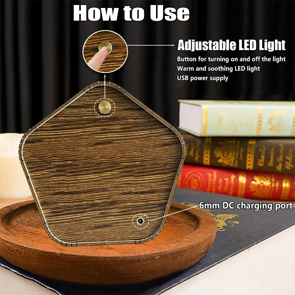 3D wooden carved night light bedside ornament in American style with carved detail