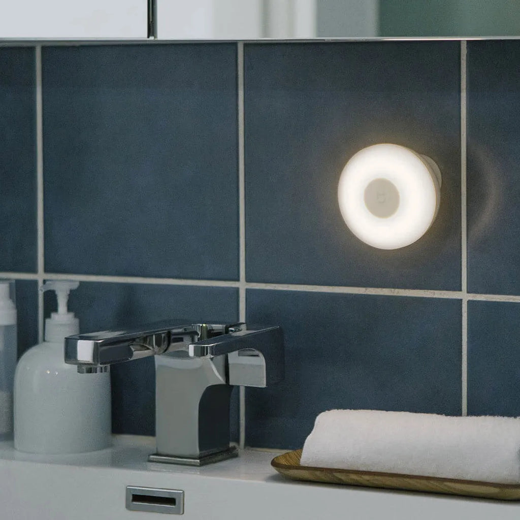 White compact Mijia bedside table lamp with human body induction and Bluetooth