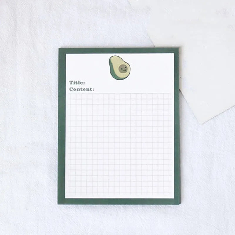 Avocado bear cartoon sticky note book with 30 pages in small or large size options