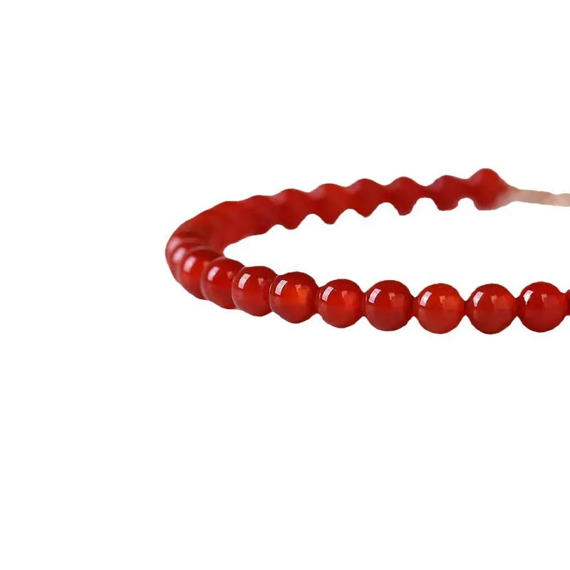 Red agate women's bracelet with ultra-thin small bead classic design