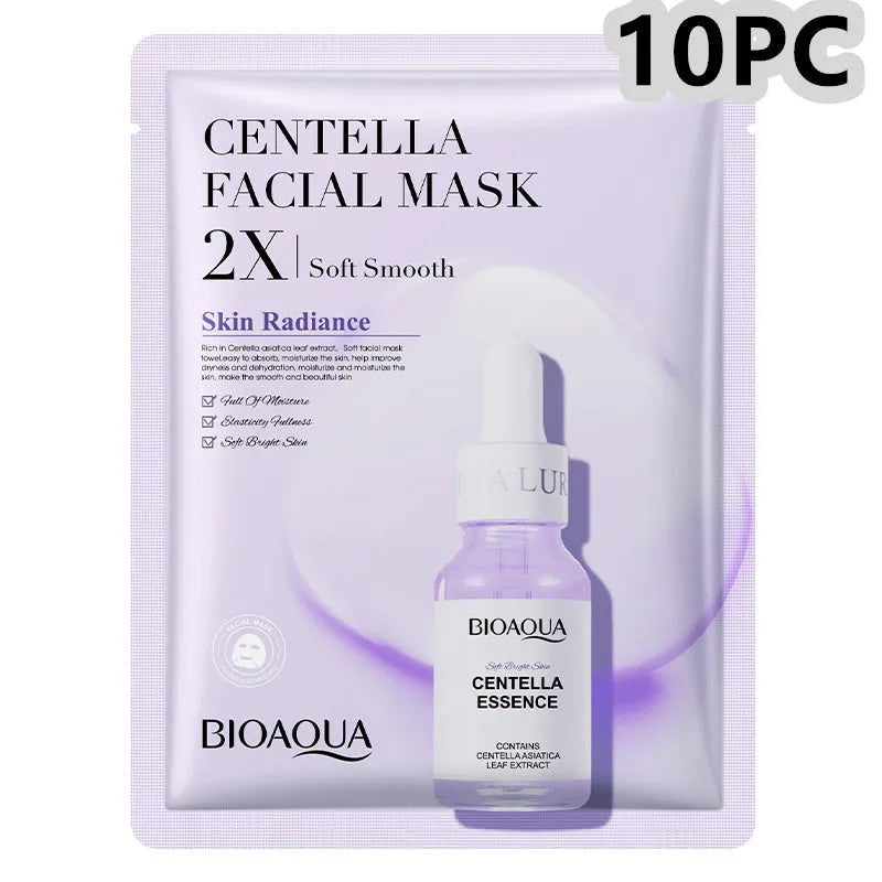 Single 30g collagen and hyaluronic acid facial sheet mask on packaging, with Centella, Vitamin C, Collagen variant options.