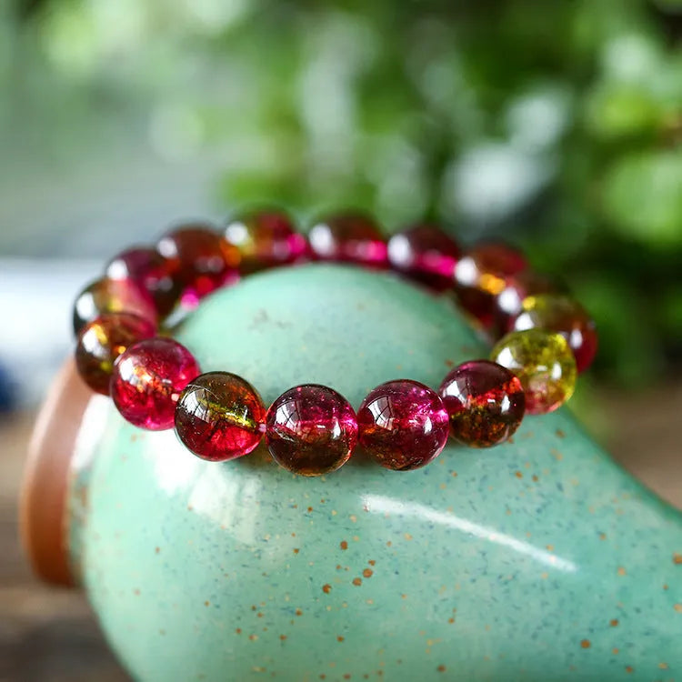 Women's personalised watermelon crystal bracelet in pastoral casual style showing size options