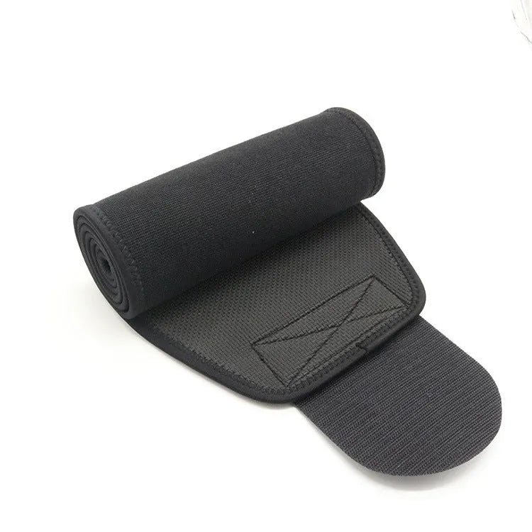 A neoprene lumbar support belt for sports and fitness, shown in black, blue, and pink colour options.
