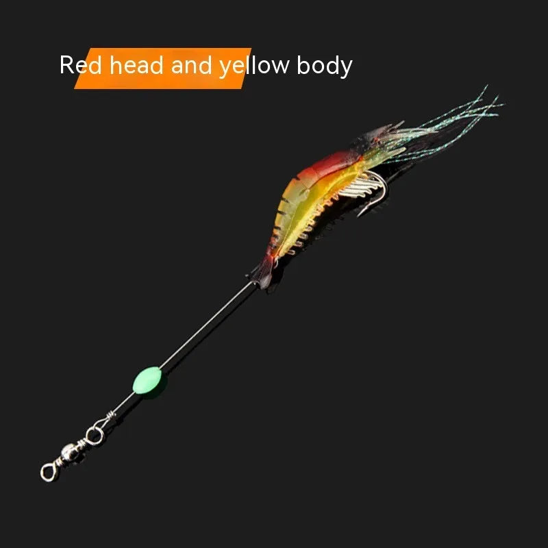 Soft plastic fishing lure set with hooks in six colour variations including luminous options