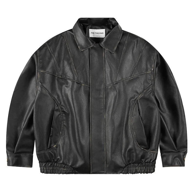 Retro polyester fibre loose fit coat for men and women, black colour, long sleeves straight hem