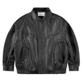 Retro polyester fibre loose fit coat for men and women, black colour, long sleeves straight hem
