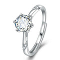 S925 sterling silver diamond-studded ring 1 karat white gold colour adjustable opening women's simple ring