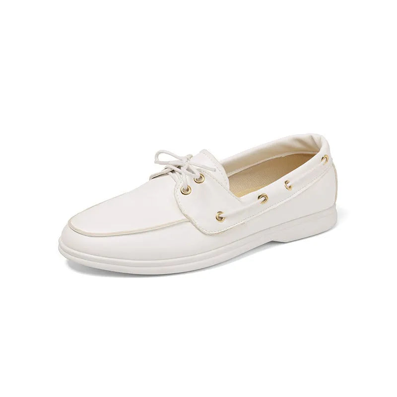 Men's fall casual leather shoes British style round toe flat heel metal accents black colour artificial PU upper