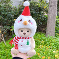 30cm Momo bear plush doll wearing a red plaid dress Christmas costume set with cloak