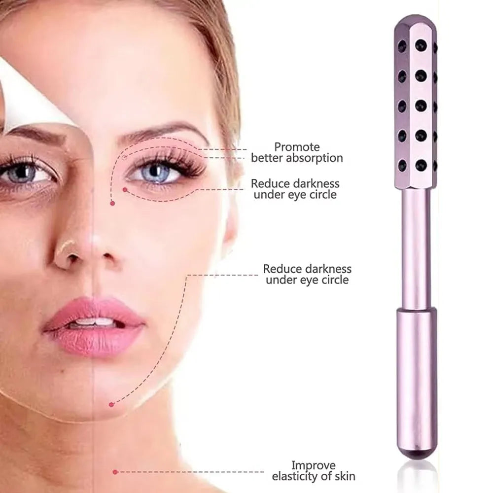 30 Germanium Beauty Stick massage wand with gold finish and 30 energy stones for facial roller use