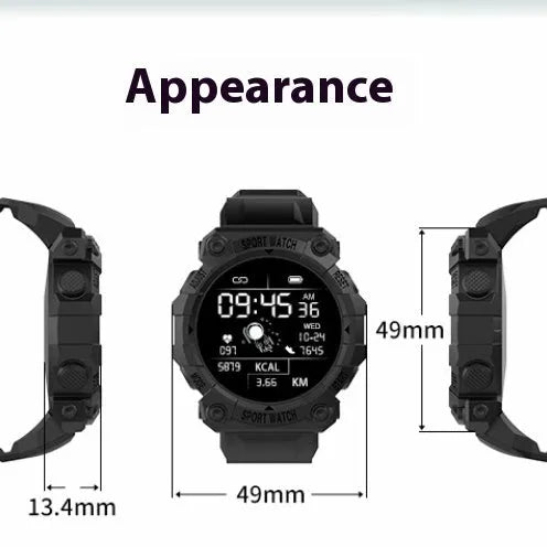 Spaceman Round FD68S smart bracelet with 144 colour TFT screen, round face, in black on wrist