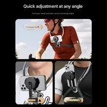 Magnetic neck strap mount with anti-shake for action camera and cell phone live streaming during cycling