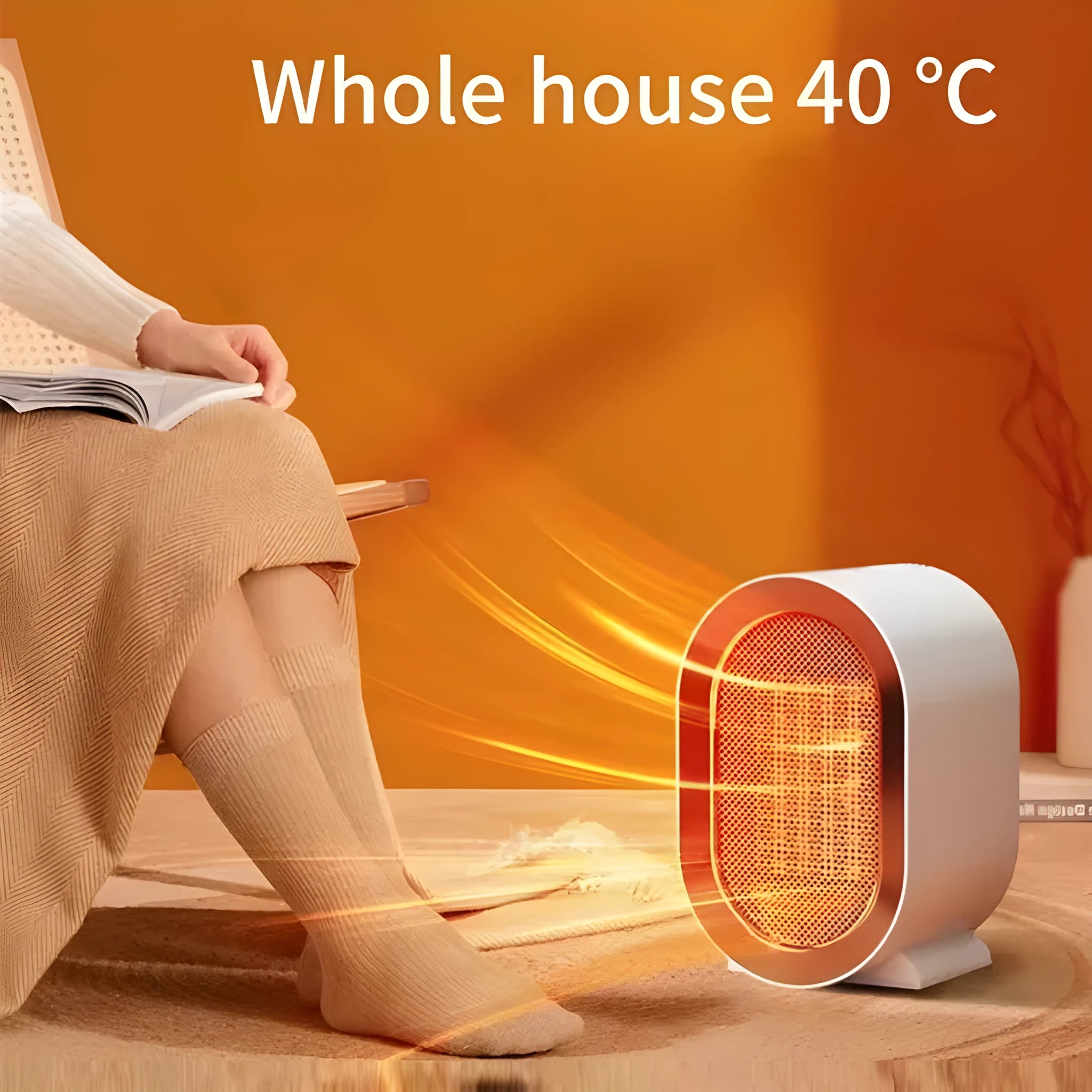 Portable desktop electric heater with mechanical controls in choice of colours