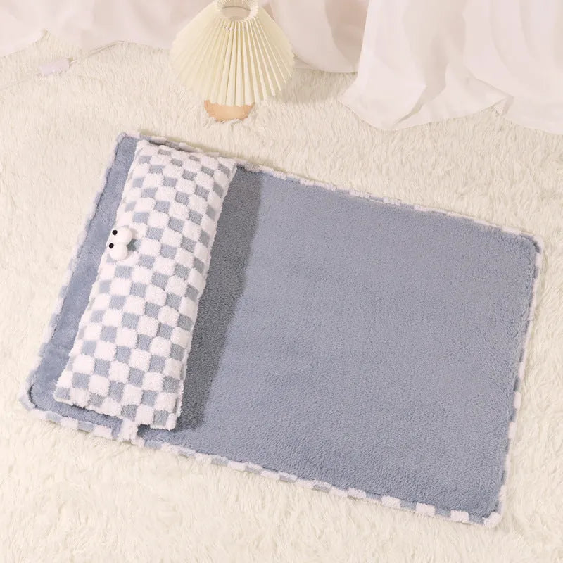 Universal pet cushion L size 70x50cm with removable washable cover in grey colour