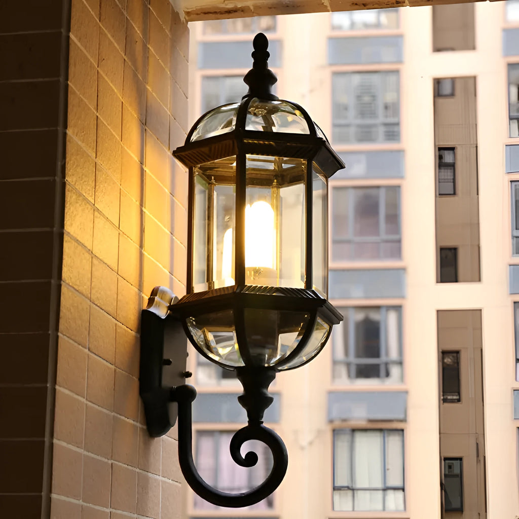 Gold and black outdoor aluminium waterproof wall lamp for courtyard decoration.