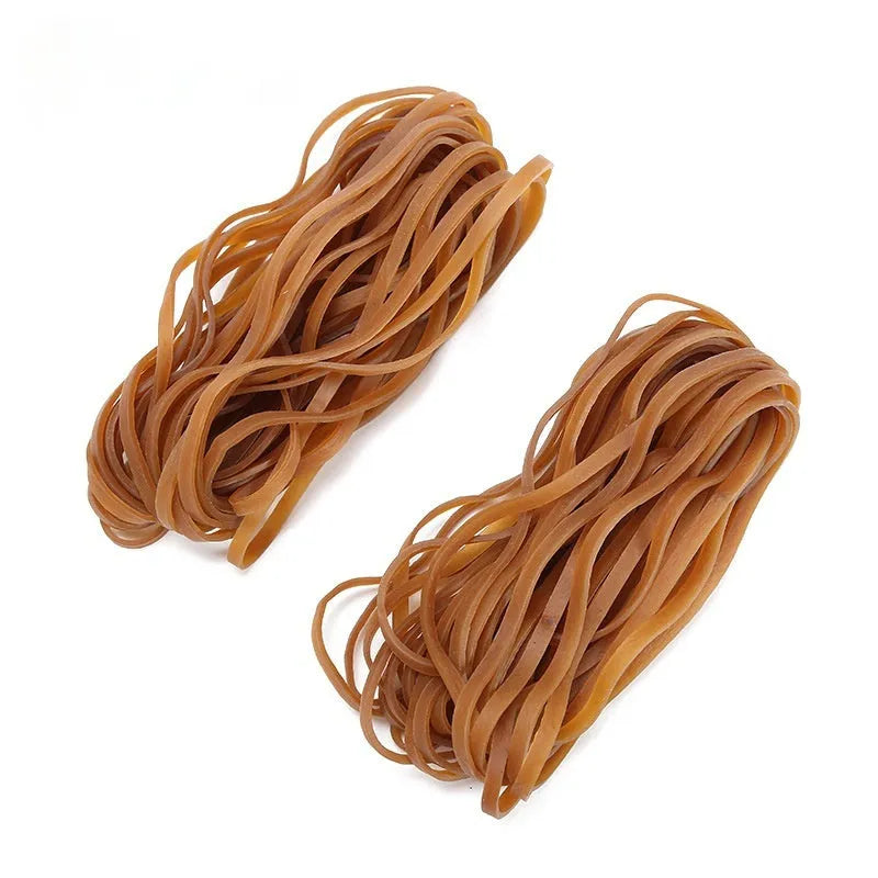 Circular natural rubber elastic bands shown in a 500g bag quantity