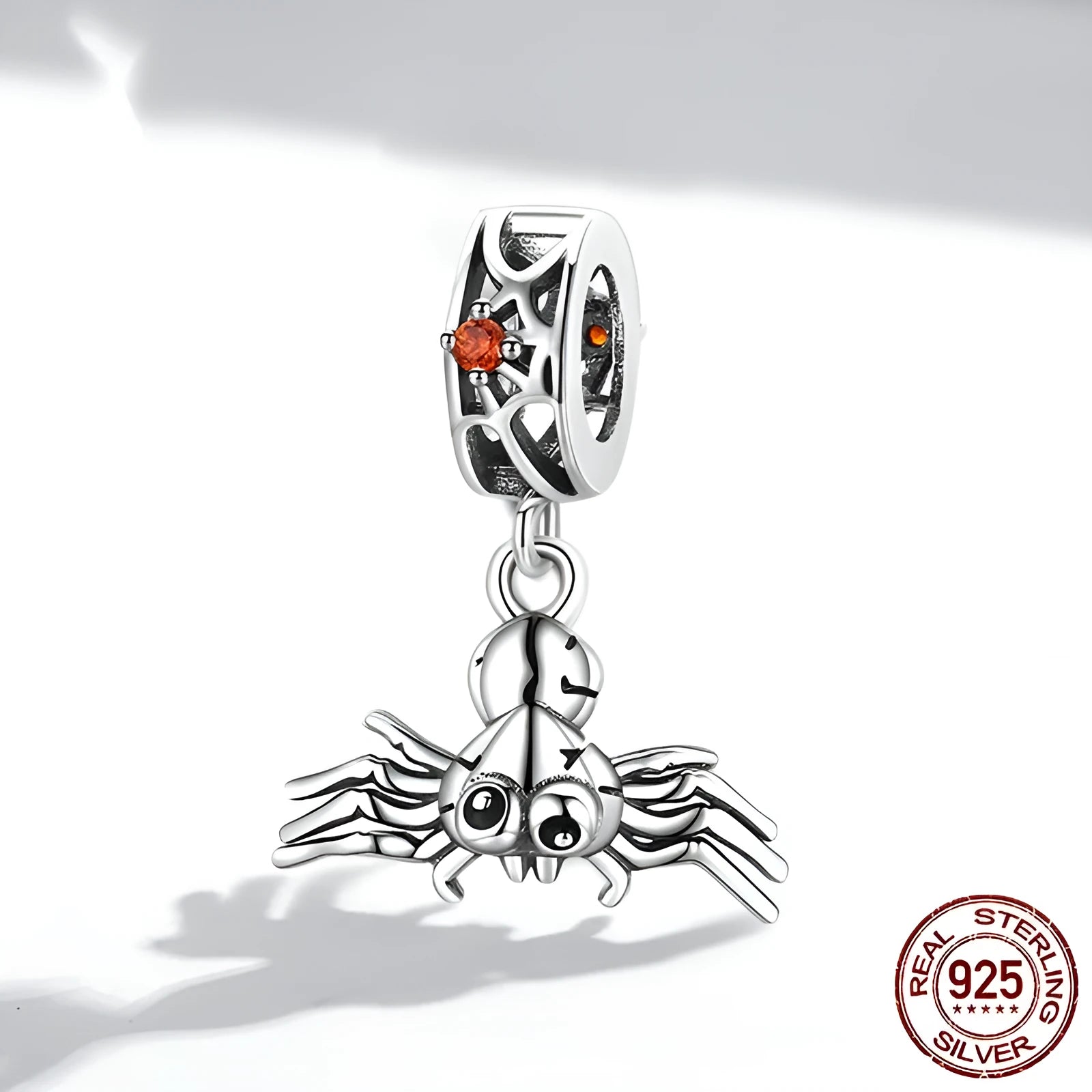 925 silver Halloween spider pendant charm with electroplated colour finish, 1.3g