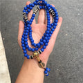 Multi-circle 108 bead lapis lazuli bracelet with 8mm beads in modern simplicity style