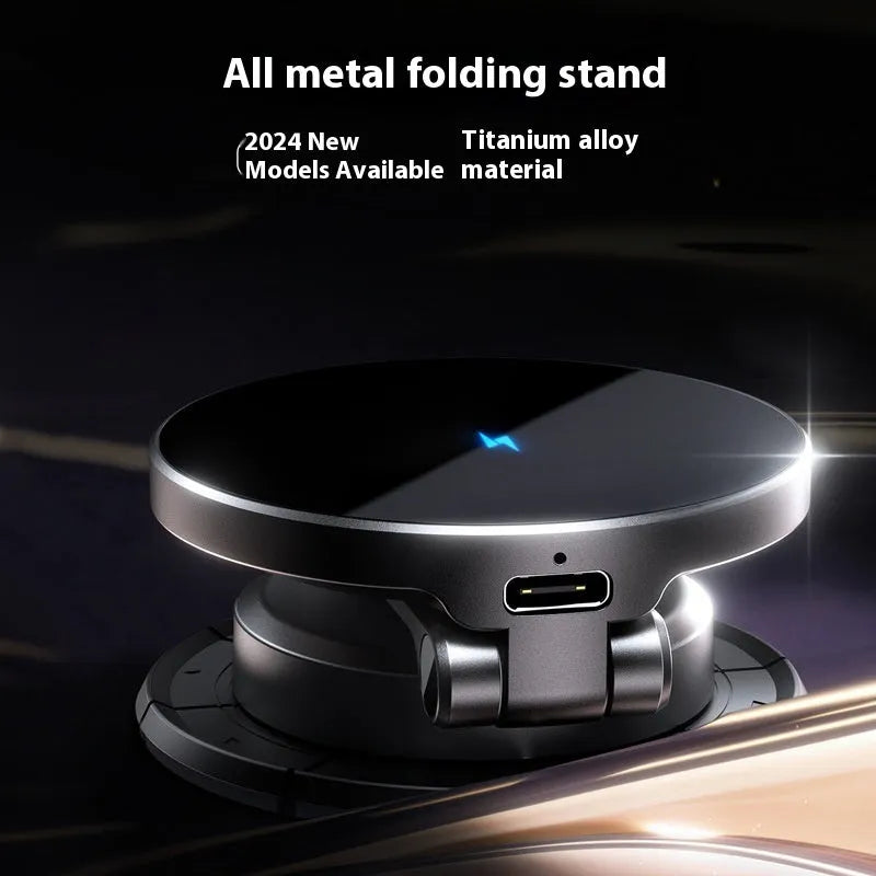Black wireless charging car phone mount with zinc alloy construction for 4.7-7.0 inch smartphones