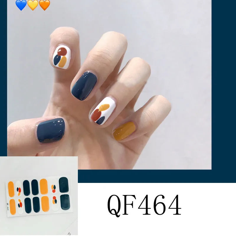 3D diamond waterproof nail stickers for pregnant women, 14 full coverage stickers per pack, multiple colour styles